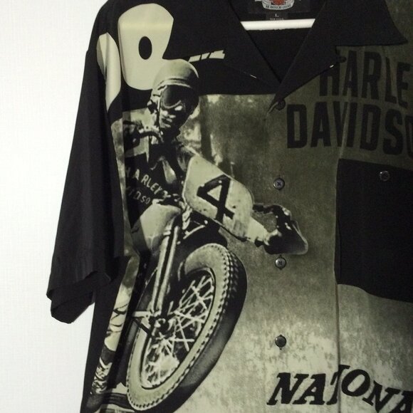 Harley-Davidson National Road Race Button Front Shirt Large Short Sleeve 2005 HD - Picture 4 of 13